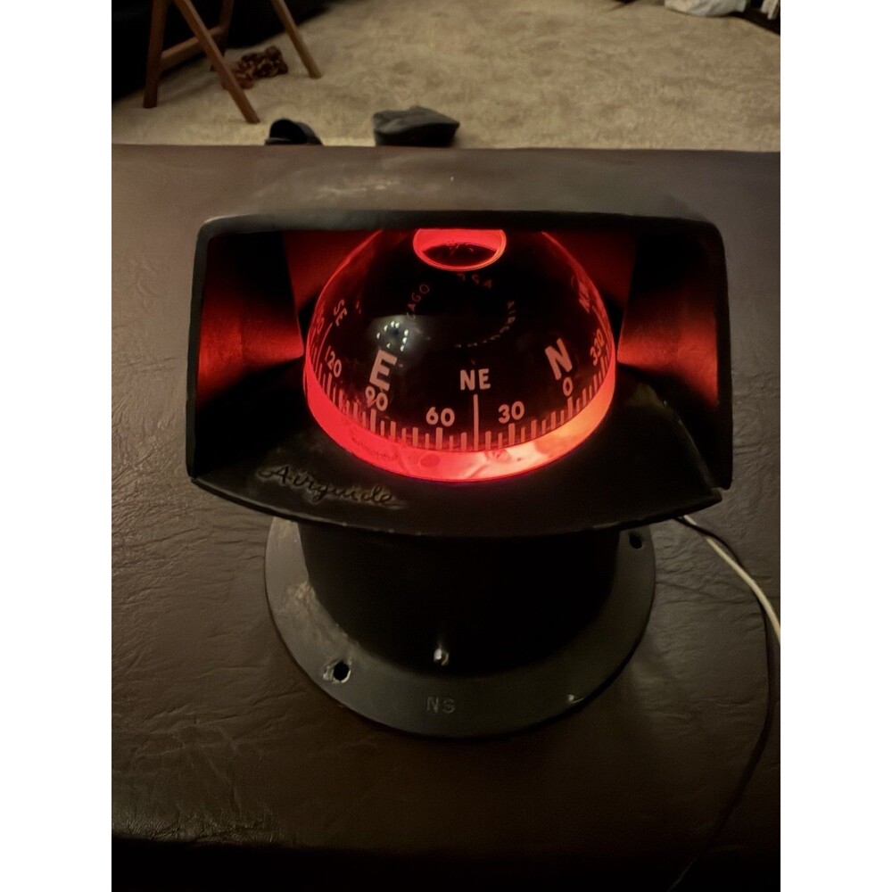 VTG Airguide Compass Boat Auto Marine Dash Mount Black Round Lighted Cowl Hood